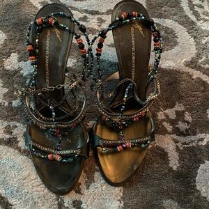Giuseppe Zanotti Black Beaded Women's Sandals